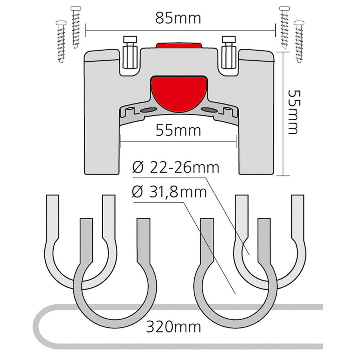 Support KLICKFIX pour Cintre Ø22-26mm / 31.8mm
