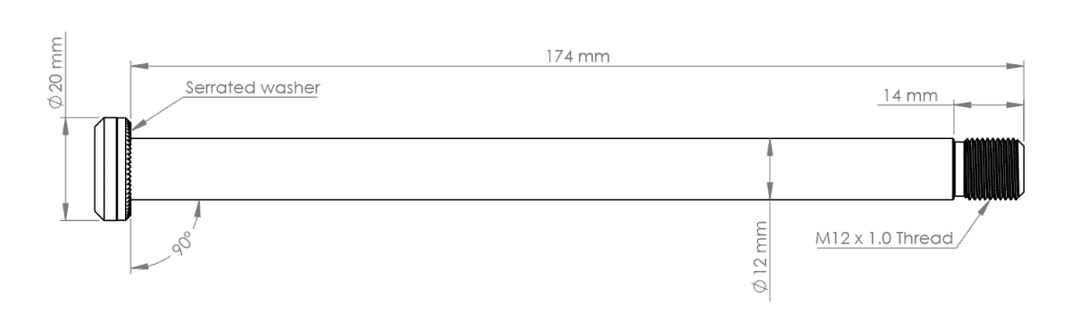 BURGTEC Rear Wheel Axle 174mm for Yeti Frame Silver