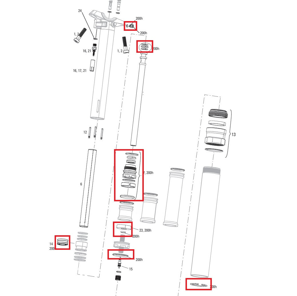 ROCKSHOX REVERB A2-V2 200 timer/år vedligeholdelsessæt (2013-2016)