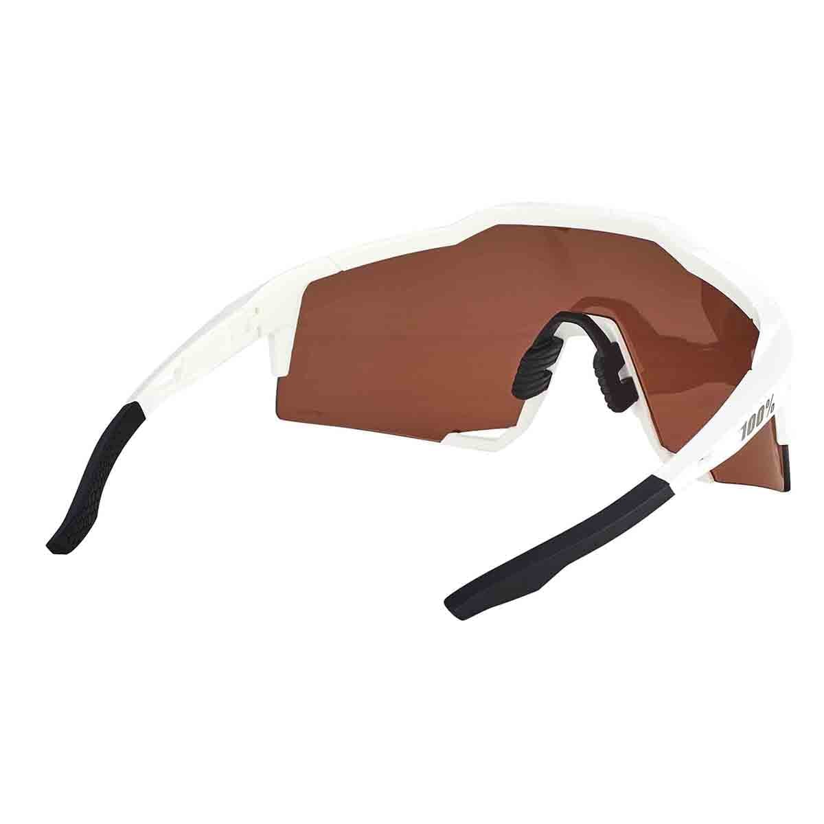 Lunettes 100% SPEEDCRAFT Blanc Matt Hiper Mirror Argent