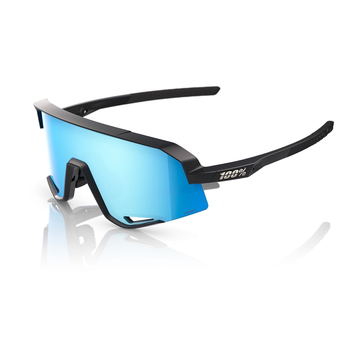 Lunettes 100% SLENDALE Noir Matt Hipper Mirror Bleu