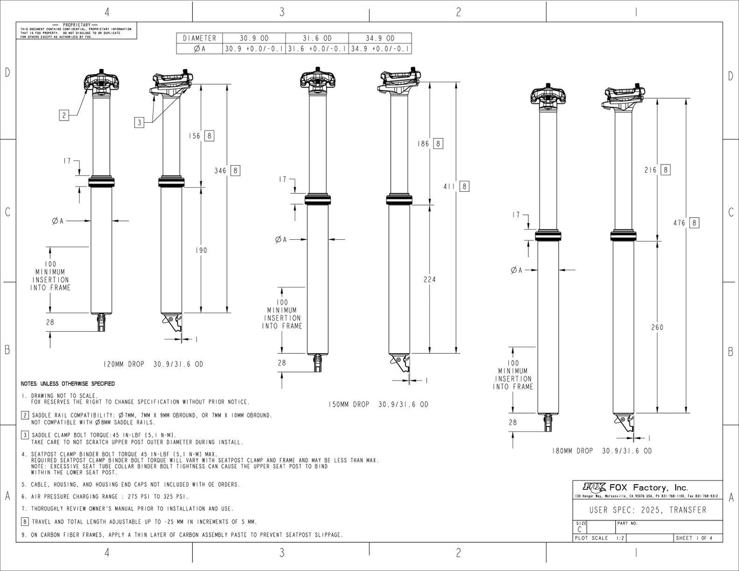FOX TRANSFER FACTORY Telescopic Saddle Post