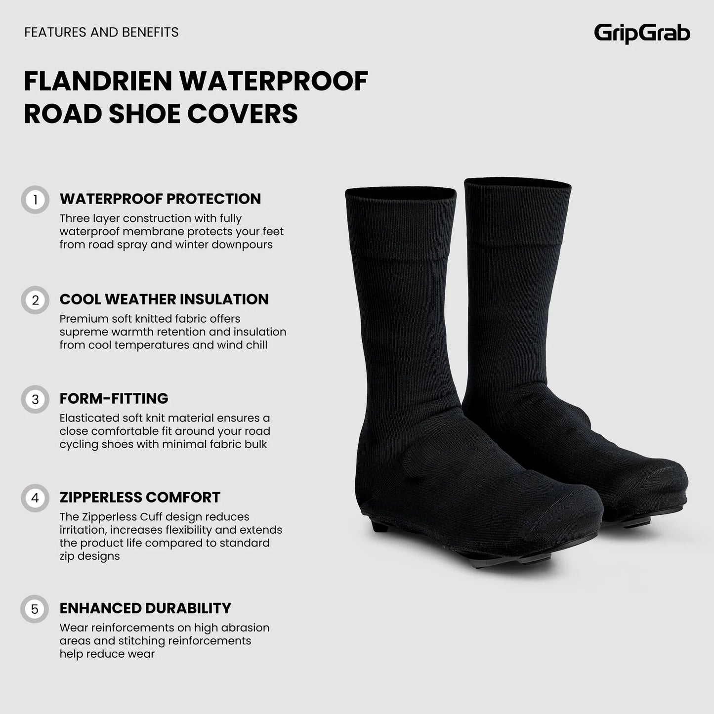 Støvleovertræk GRIPGRAB FLANDRIEN WATERPROOF Sort