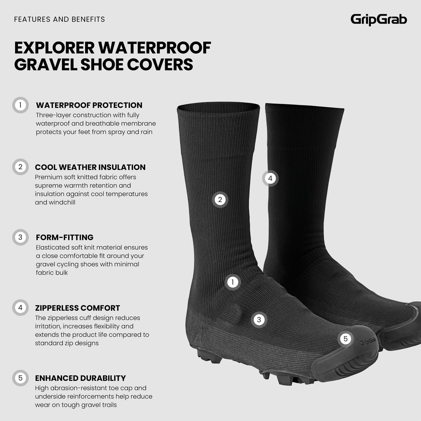 Støvleovertræk GRIPGRAB EXPLORER WATRPROOF GRAVEL Sort