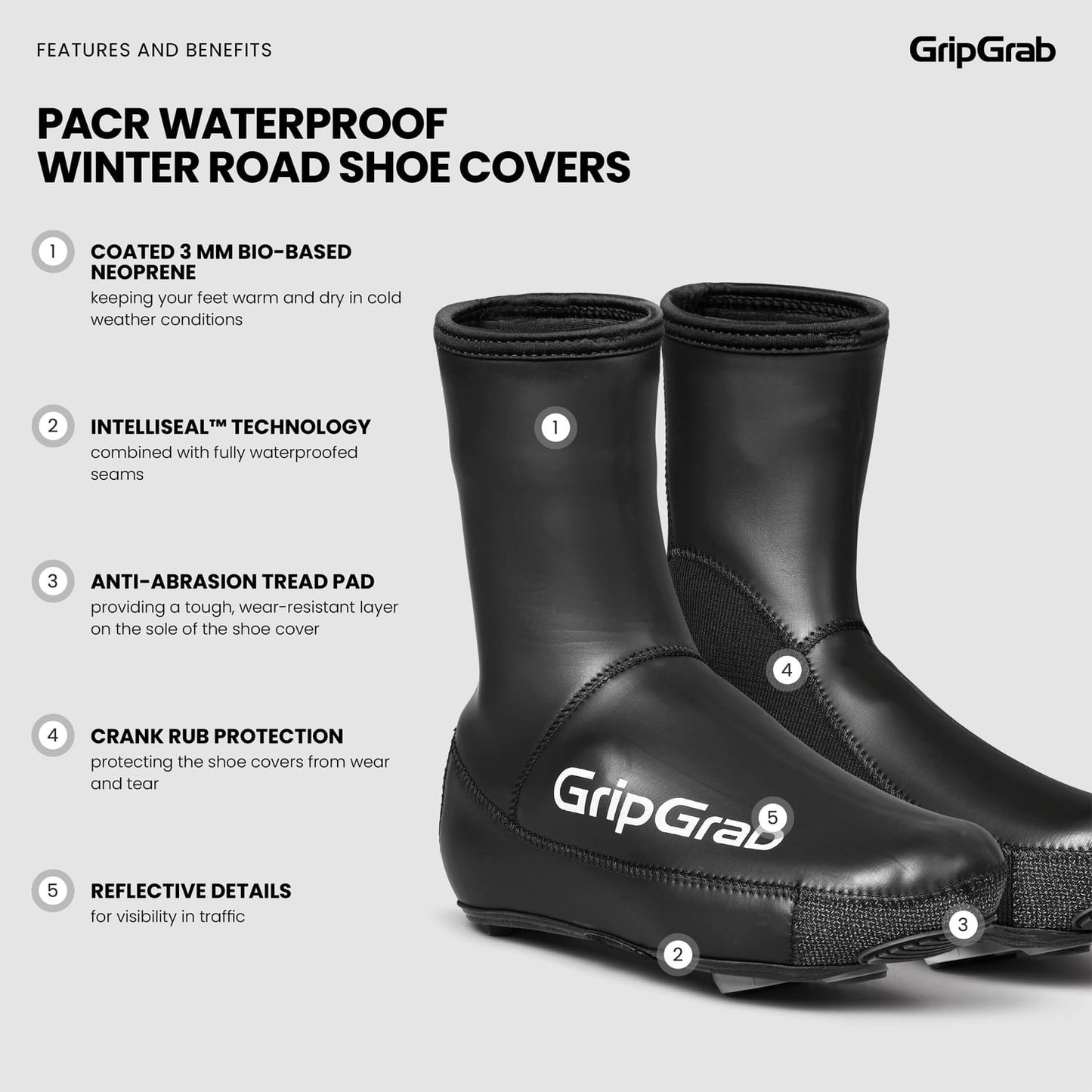 Støvleovertræk GRIPGRAB PACR WATERPROOF ROAD Sort