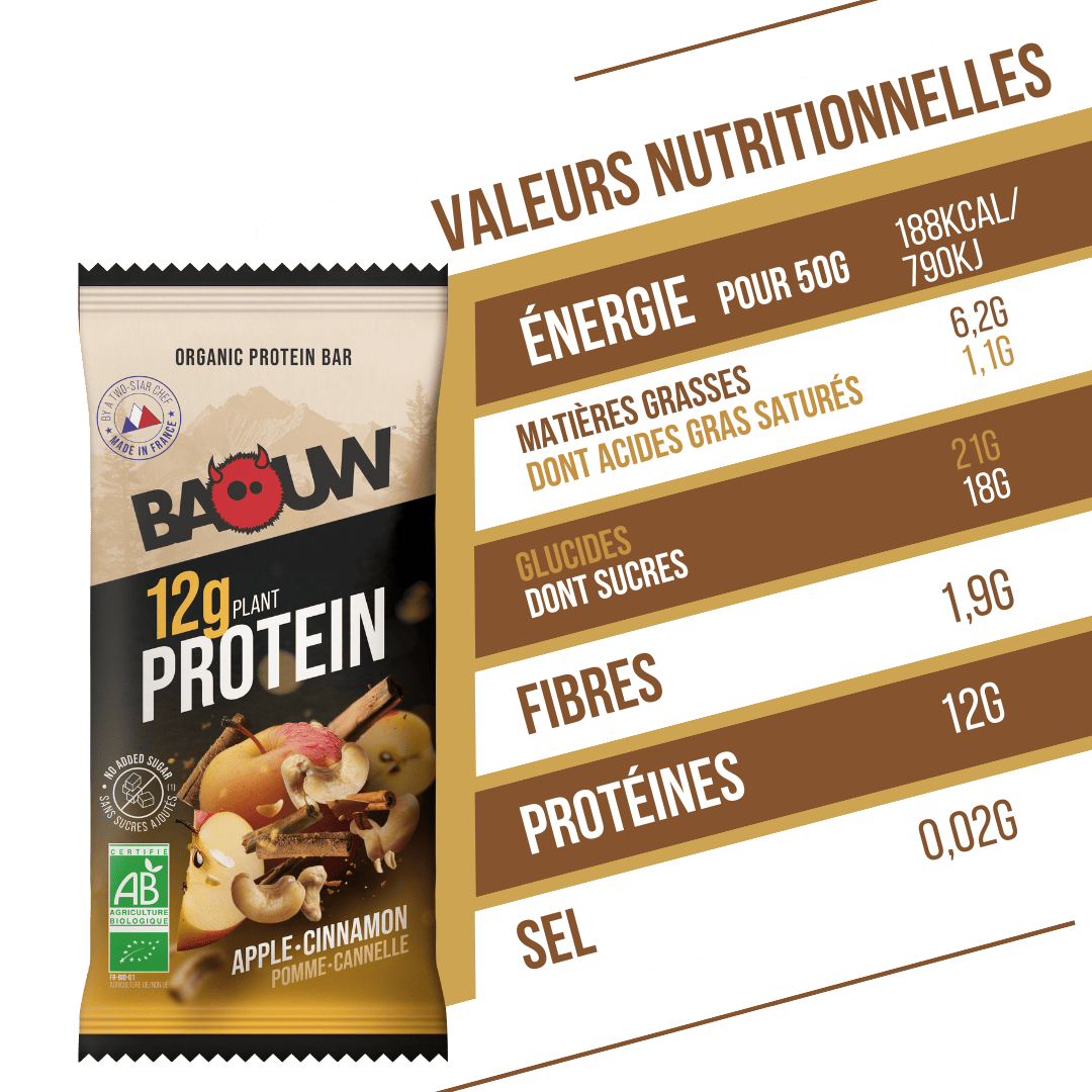 BAOUW ORGANIC EXTRA Apple/Cinnamon Protein Bar (50 g)