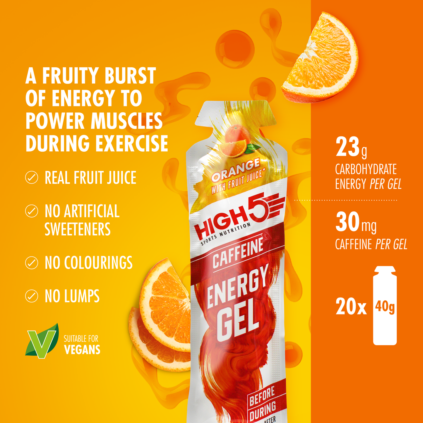 HIGH5 ENERGY GEL Caffeine (40g) Orange