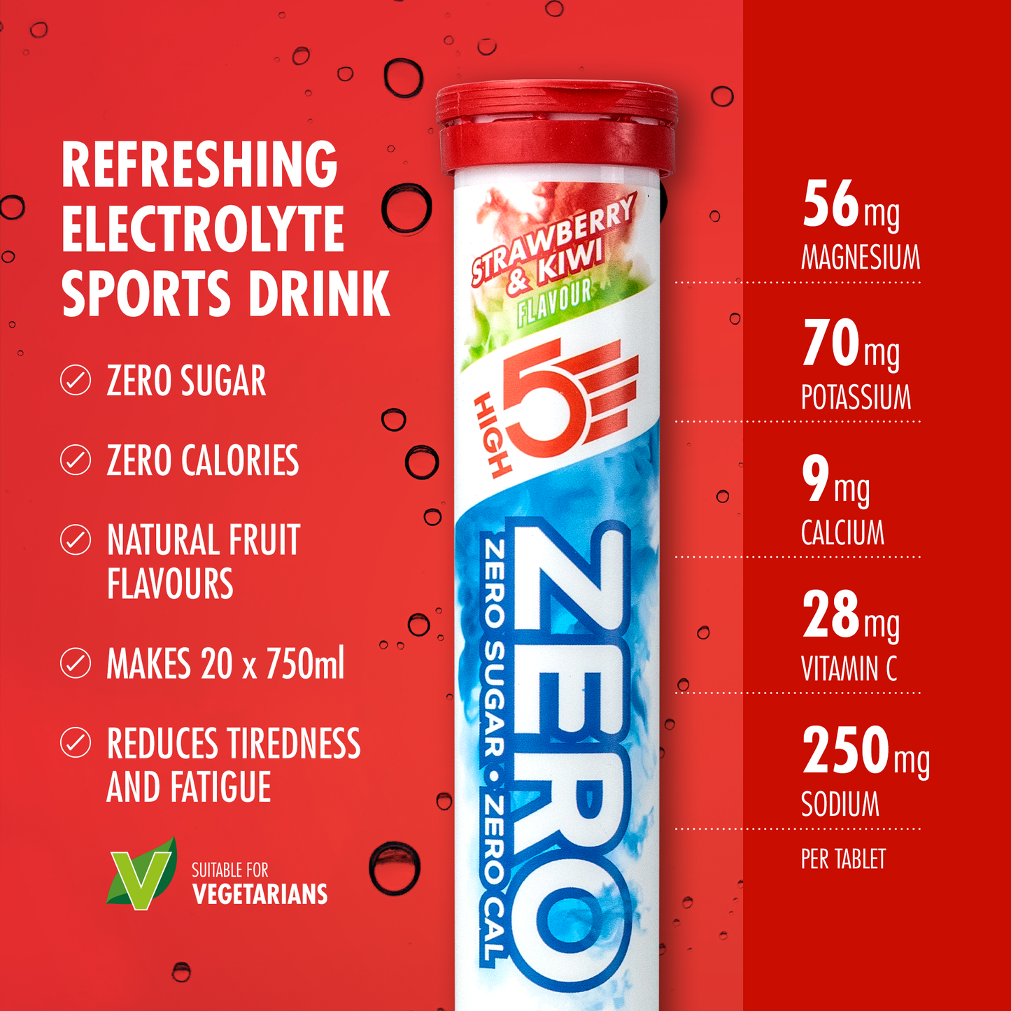 High5 ZERO Electrolyte Hydration (20 tabletter) Jordbær Kiwi