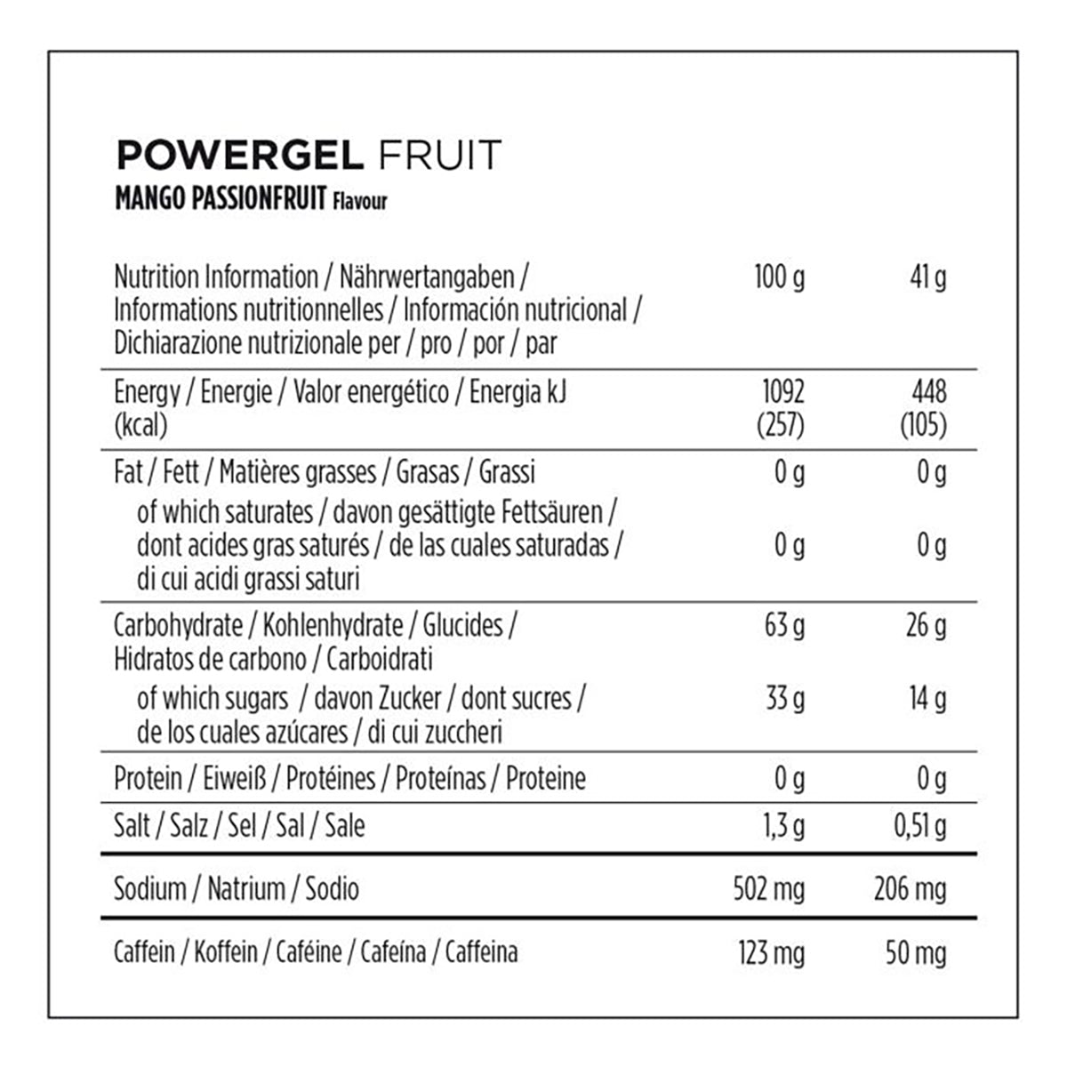 POWERBAR POWERGEL FRUIT Energy Gel (41 g) Koffeinholdig passionsfrugt