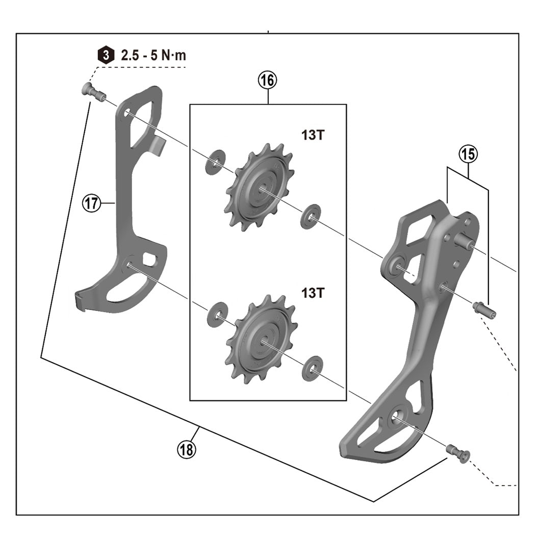 SHIMANO XTR RD-M9250 GS 12V bagskifterkurve