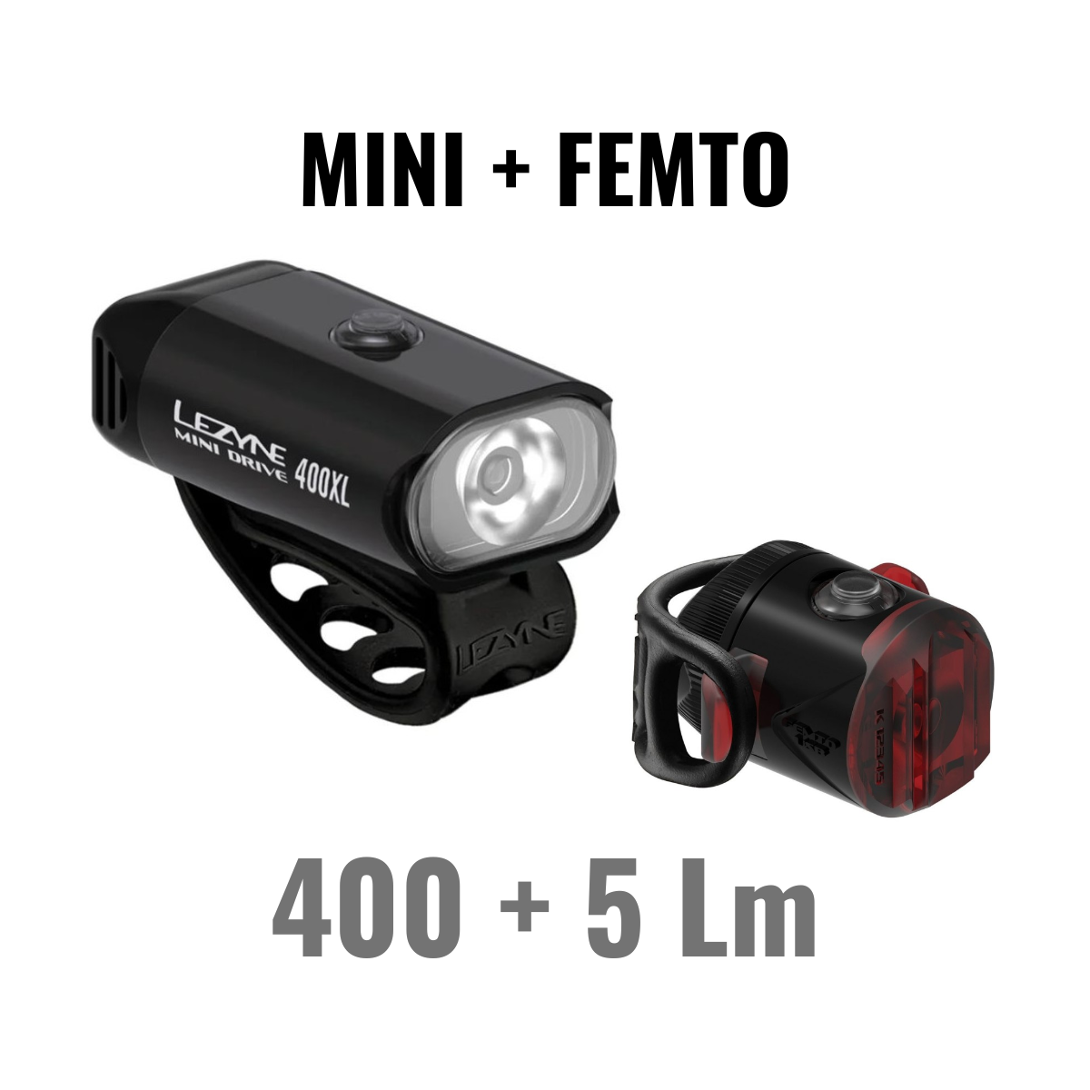 For- og baglygter LEZYNE MINI DRIVE 400XL / FEMTO USB