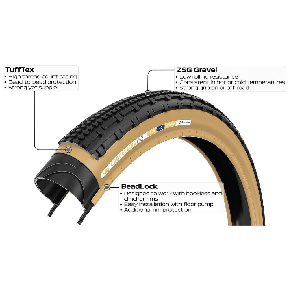 PANARACER GRAVELKING SK TLR 650x43b Tubeless Ready Beige dæk