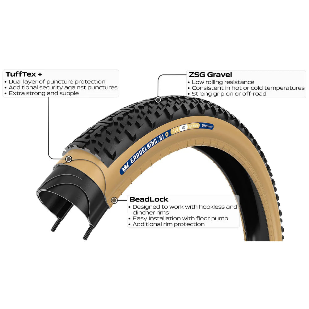 PANARACER GRAVELKING X1+ TLR 700x40c Tubeless Ready Sort dæk