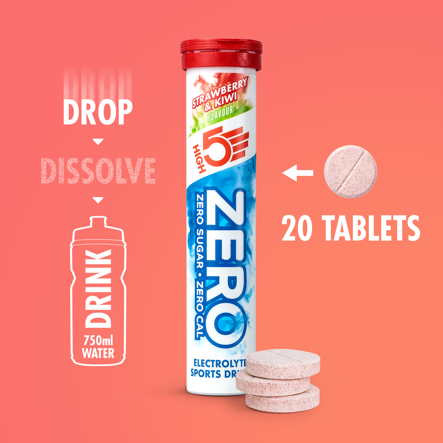 High5 ZERO Electrolyte Hydration (20 tabletter) Jordbær Kiwi