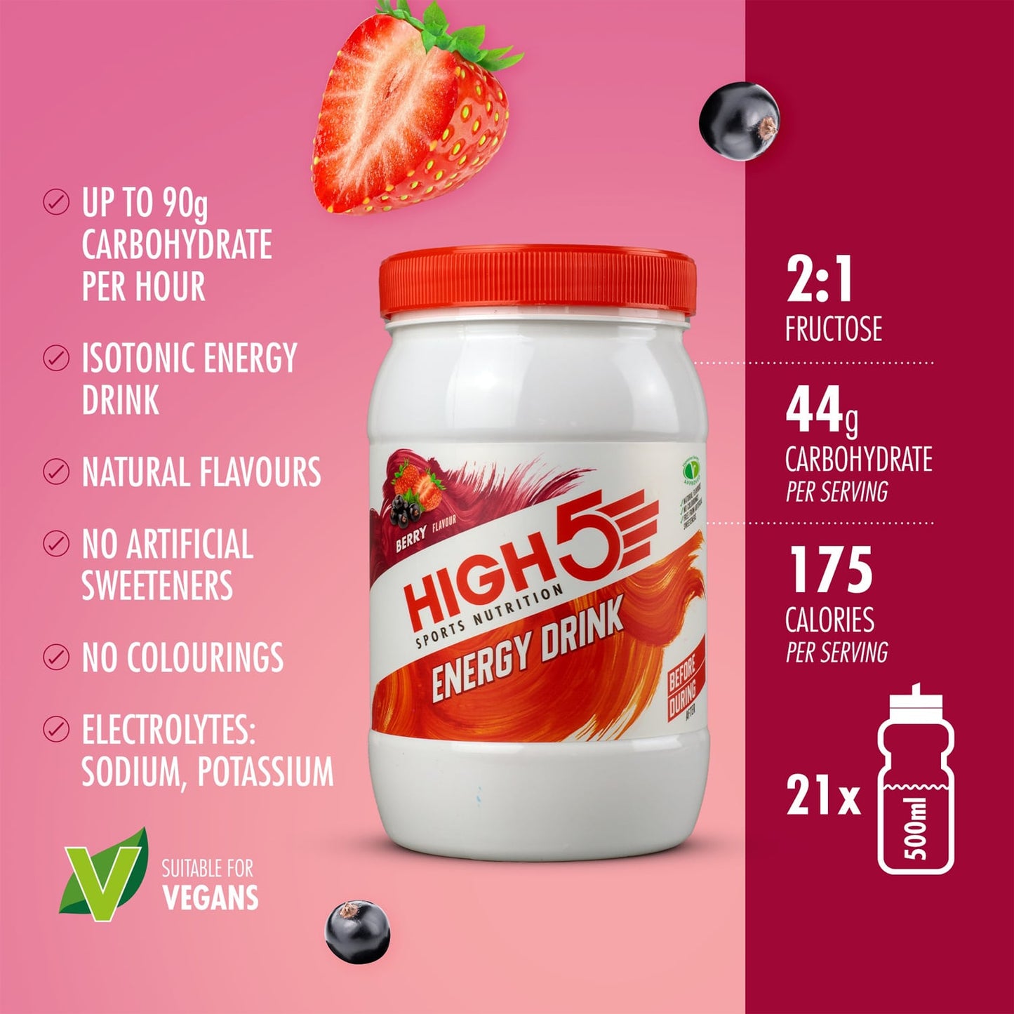 High5 ENERGY DRINK (1 kg) Røde frugter