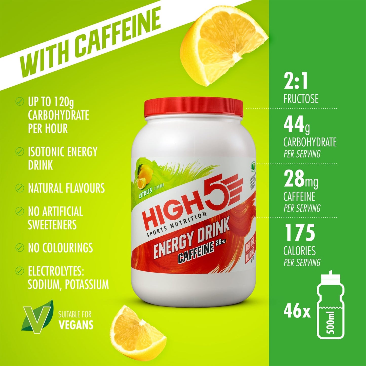 Energidrik High5 ENERGY DRINK CAFFEINE (2,2 kg) Lemon