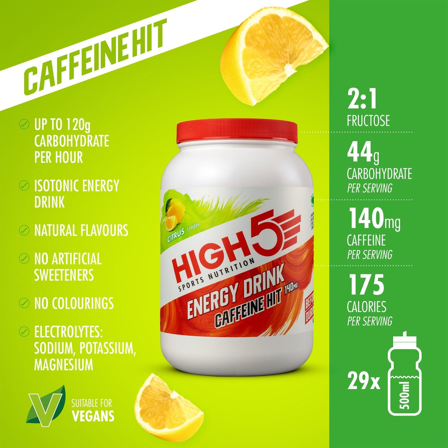 Energy Drink HIGH5 ENERGY DRINK CAFFEINE HIT (1.4kg) Lemon