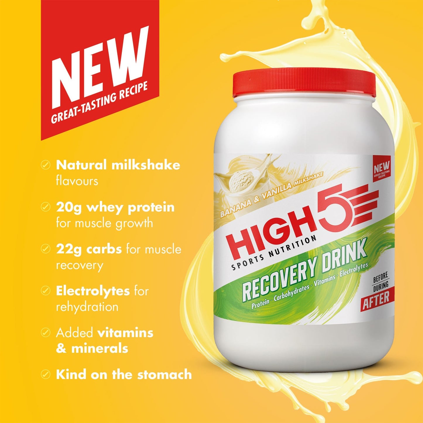Recovery-drik High5 RECOVERY DRINK (1,6 kg) Banan-vanilje-milkshake