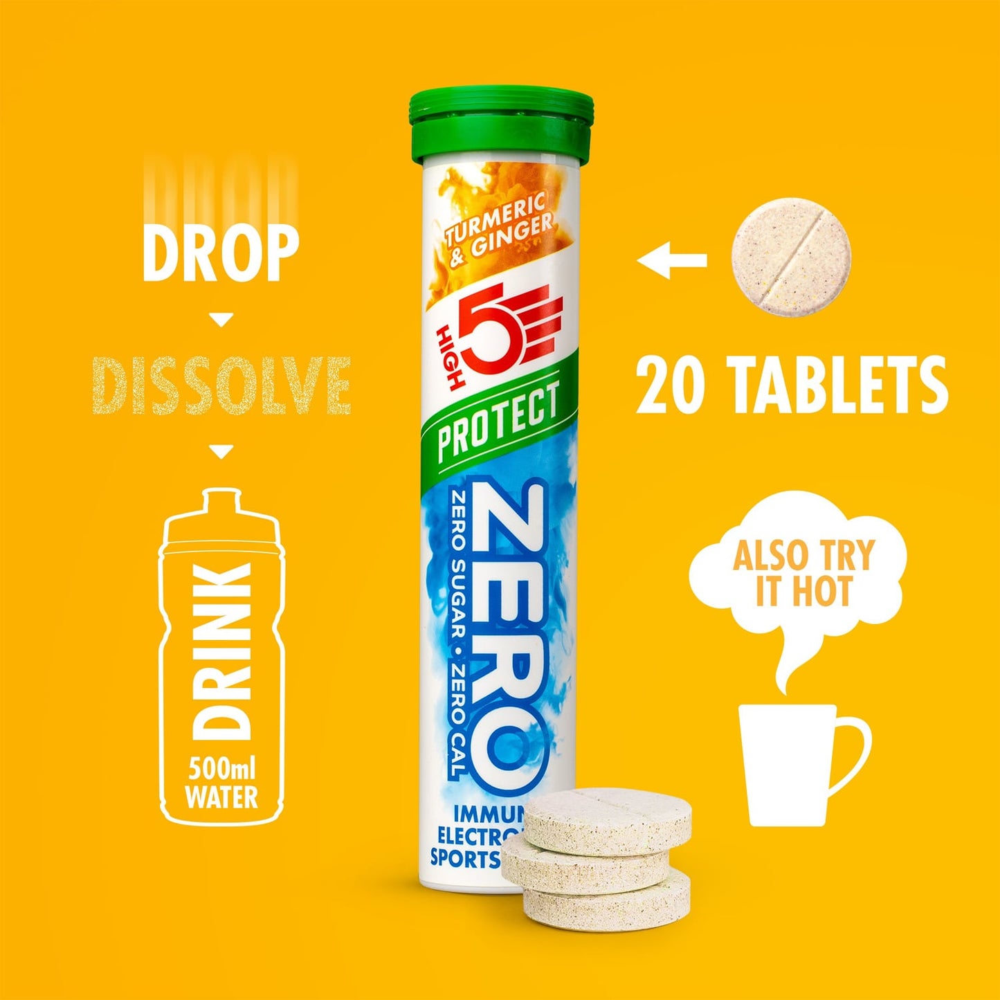 HIGH5 ZERO PROTECT Electrolyte Hydration (20 tablets) Turmeric Ginger