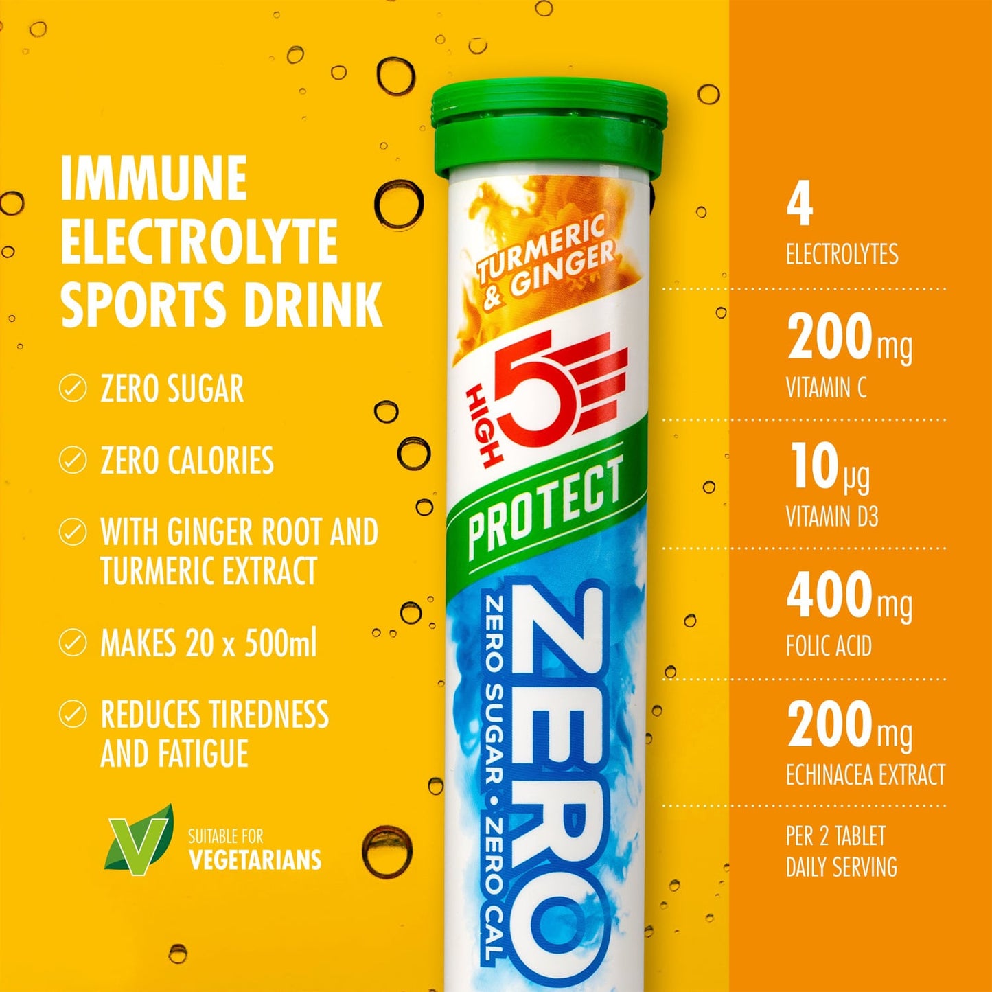 HIGH5 ZERO PROTECT Electrolyte Hydration (20 tablets) Turmeric Ginger