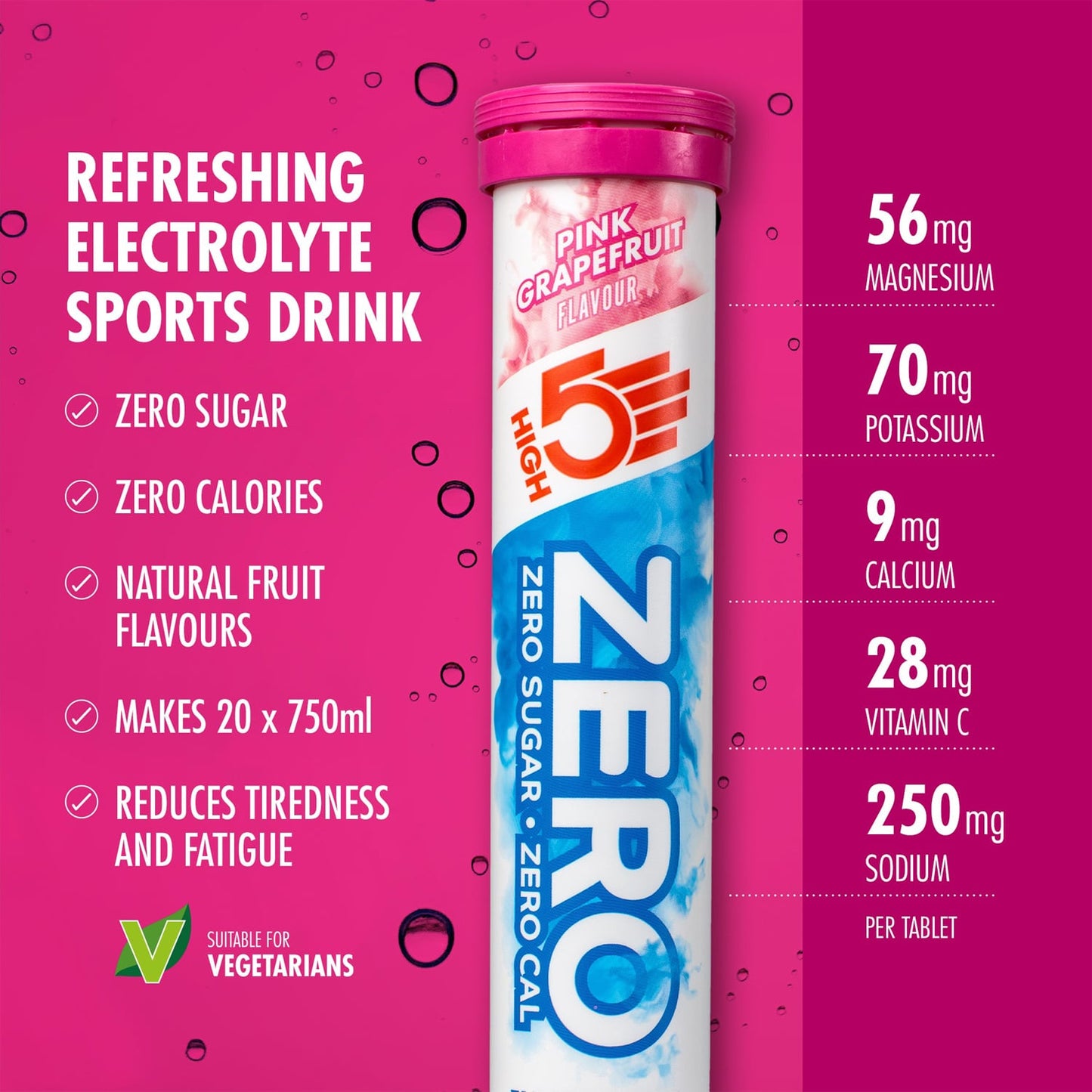 Boisson Anticrampe HIGH5 ZERO Tube of 20 Grapefruit Pastilles