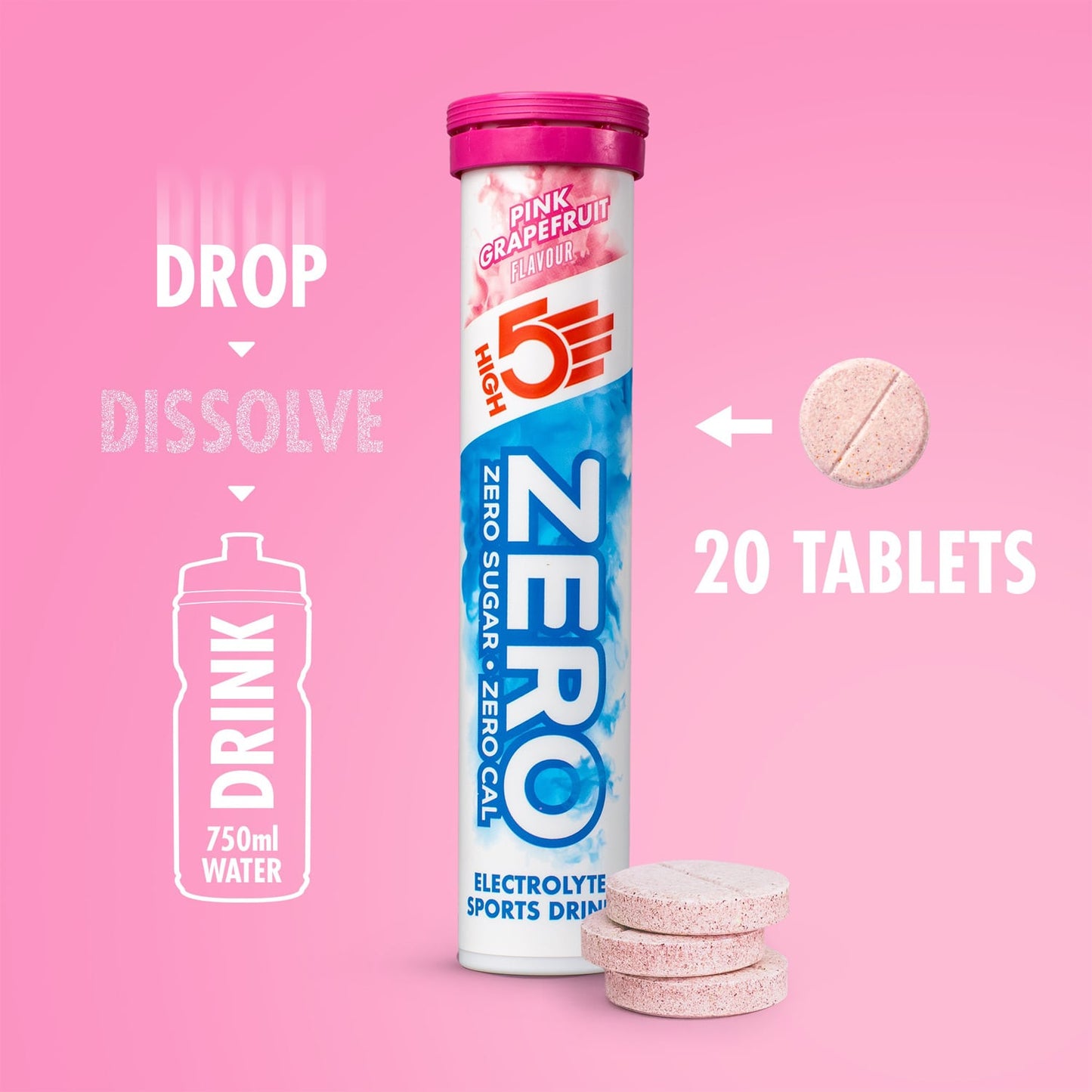 Boisson Anticrampe HIGH5 ZERO Tube of 20 Grapefruit Pastilles