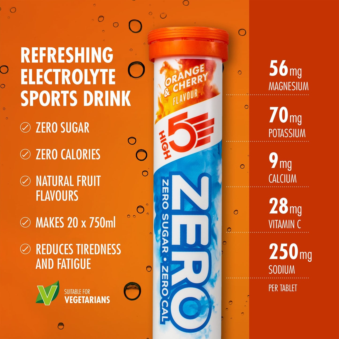 HIGH5 ZERO Electrolyte Hydration (20 tablets) Orange and Cherry