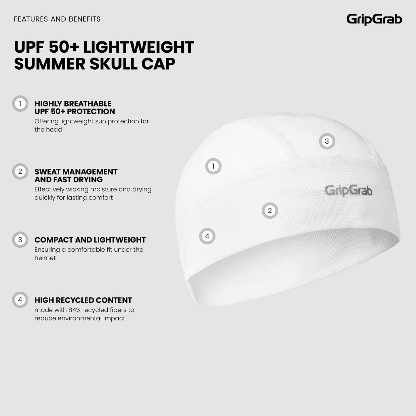 GRIPGRAB UPF 50+ hjelmovertræk hvid