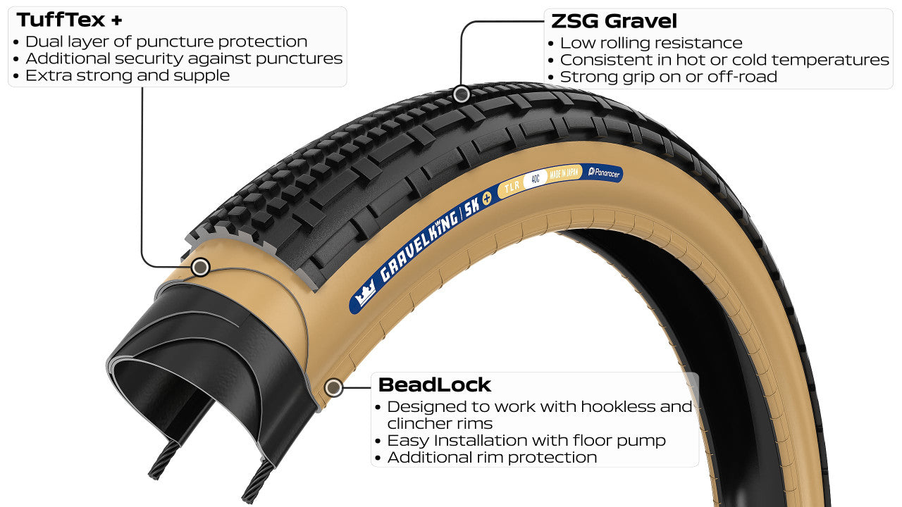 PANARACER GRAVELKING SK+ TLC 700x45c Tubeless Ready Sort dæk