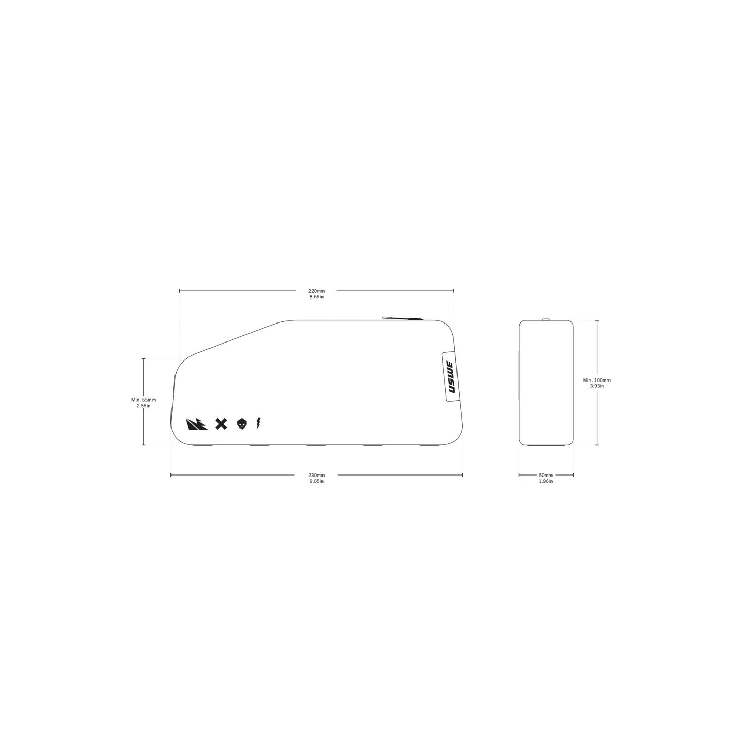 USWE TOP TUBE ZIPPERED 1.2 L Frame Bag Sort