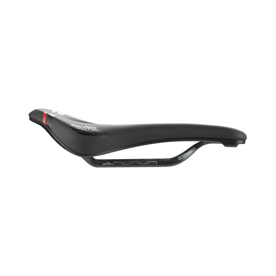 Sadel SAN MARCO GROUND SHORT OPEN-FIT CARBON FX 140mm Sort