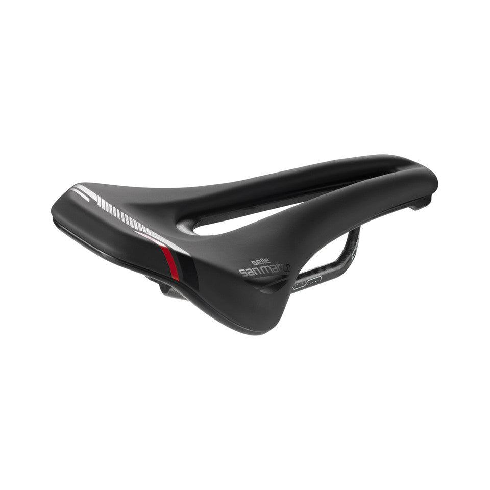 Sadel SAN MARCO GROUND SHORT OPEN-FIT CARBON FX 140mm Sort