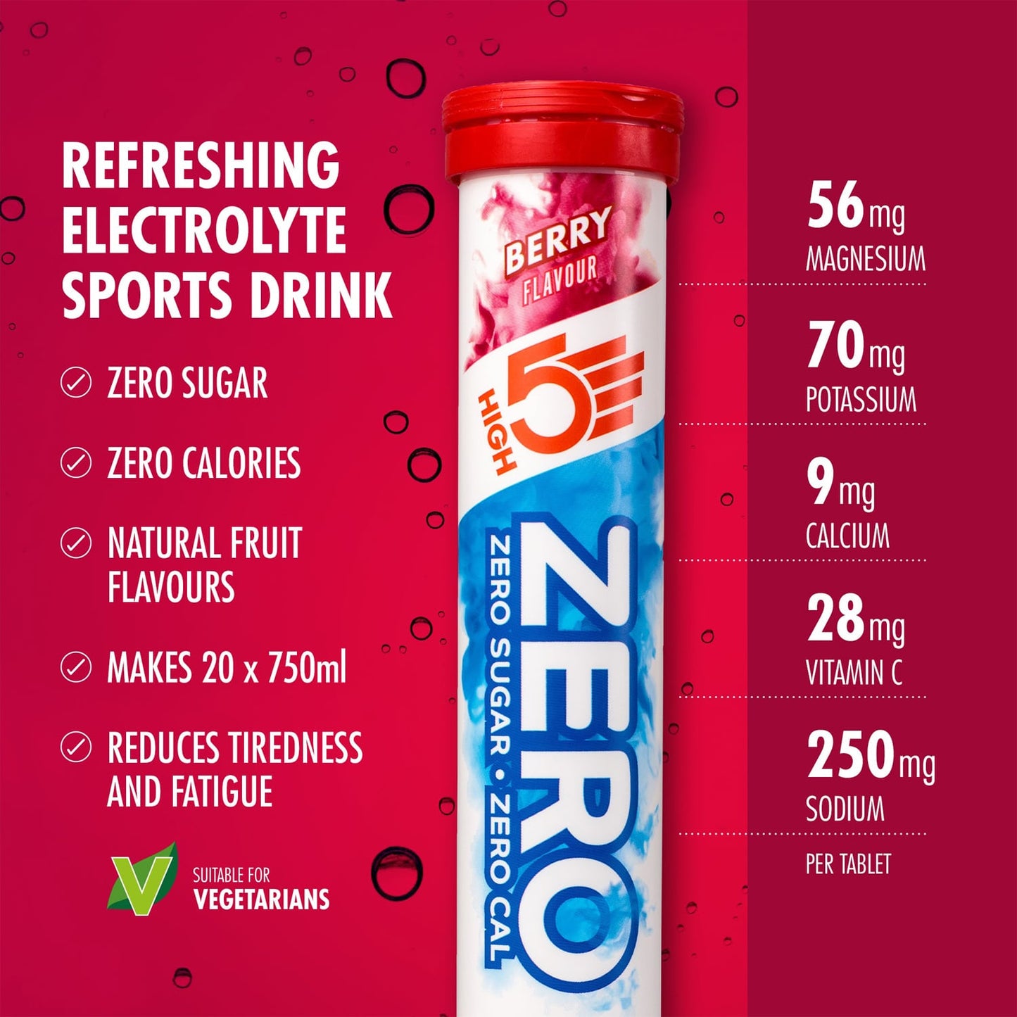 Boisson Anticrampe HIGH5 ZERO Tube of 20 Fruit Lozenges Red