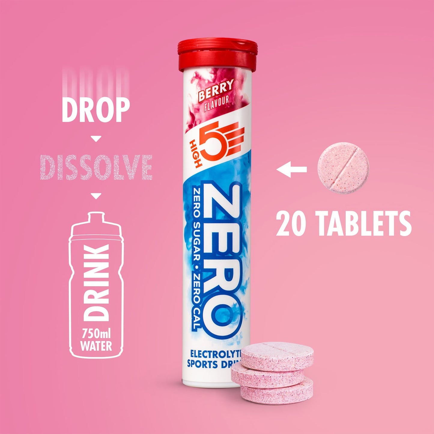 Boisson Anticrampe HIGH5 ZERO Tube of 20 Fruit Lozenges Red