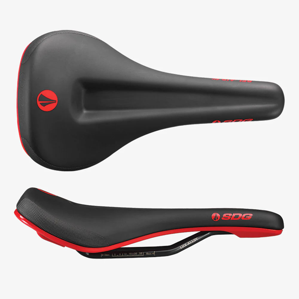 Sadel SDG BEL-AIR V3 MAX Lux-Legeringsskinner Sort/Rød