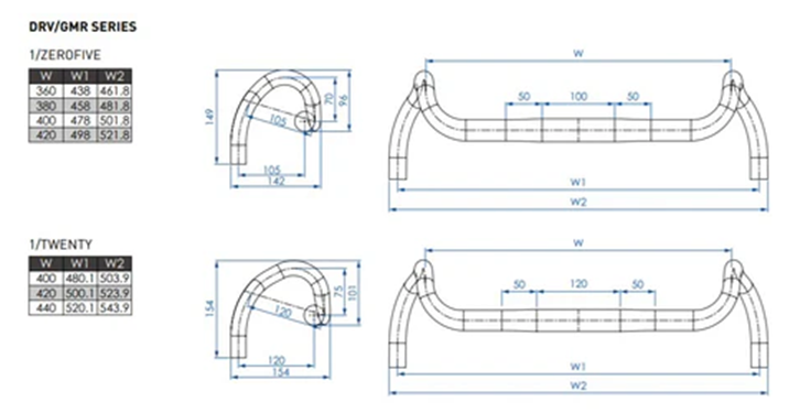 Gravel PROFILE DESIGN DRV/GMR Drop 120 handlebar