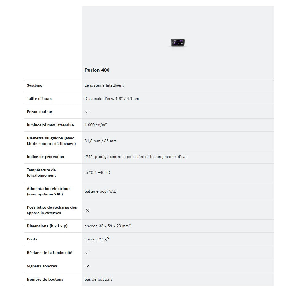 BOSCH PURION 400 display