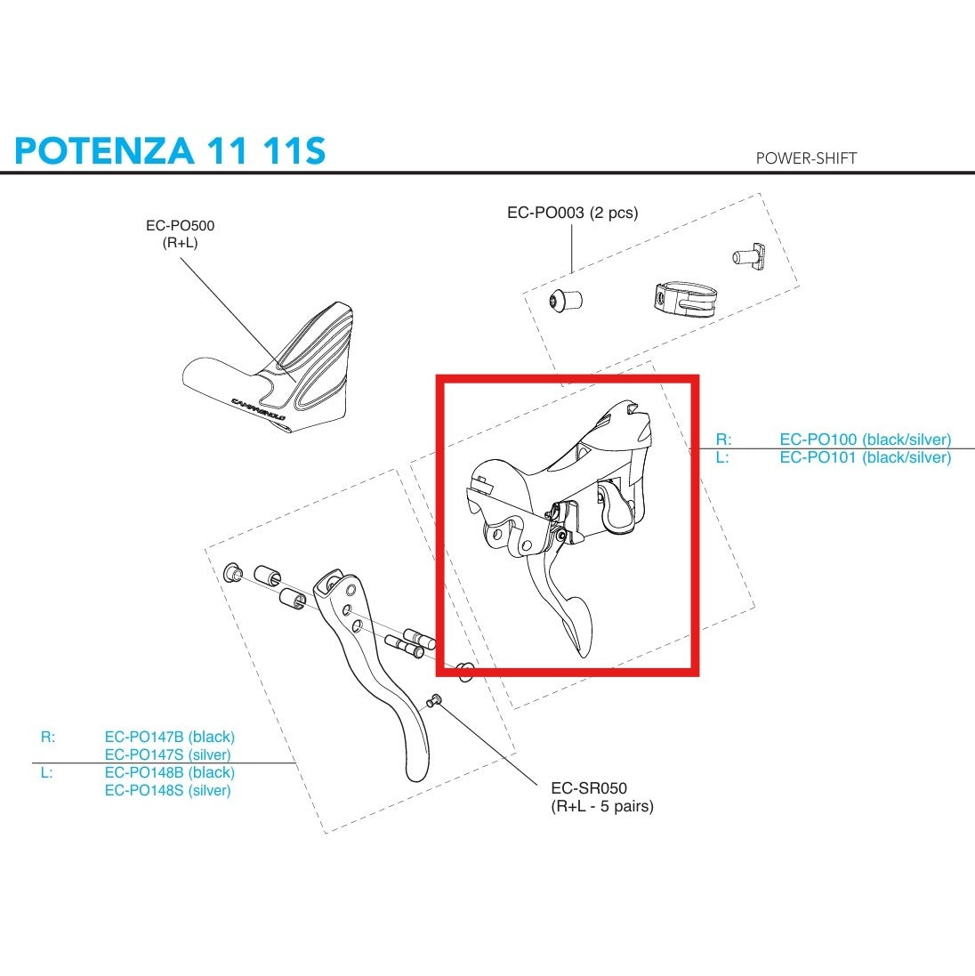 HØJREHÅNDS INDEKSERINGSBLOK CAMPAGNOLO POTENZA POWER-SHIFT 11V 2018