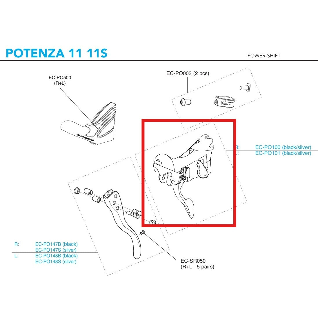 INDEKSERINGSBLOK VENSTRE CAMPAGNOLO POTENZA POWER-SHIFT 11V 2018