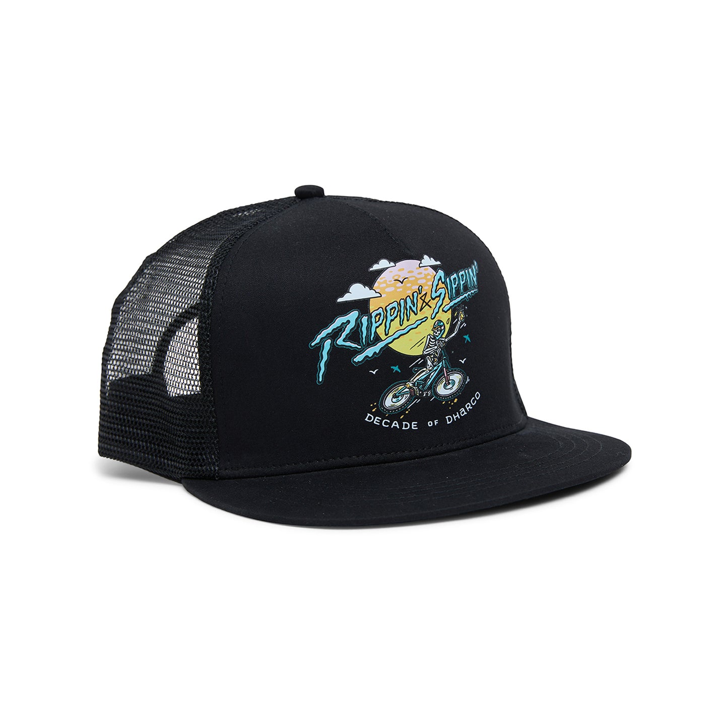 DHARCO FLAT BRIM TRUCKER RIPPIN AND SIPPIN Kasket Sort