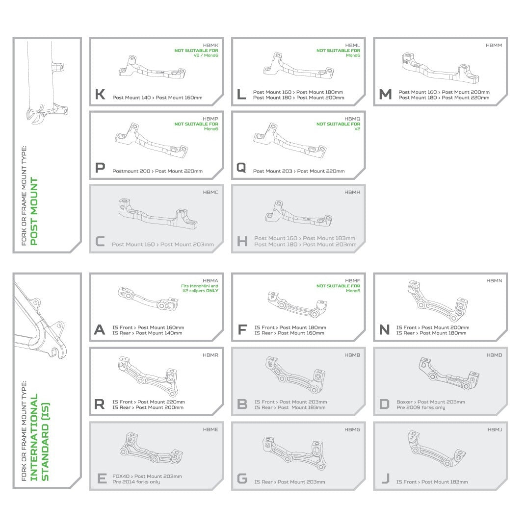 Adapter til forreste/bageste caliper PM/PM HOPE 220 mm (+17 mm) #HBMQ Sølv