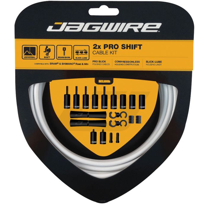 JAGWIRE ROAD AND MOUNTAIN PRO-sæt med kabler og slanger til bagskifter, hvidt
