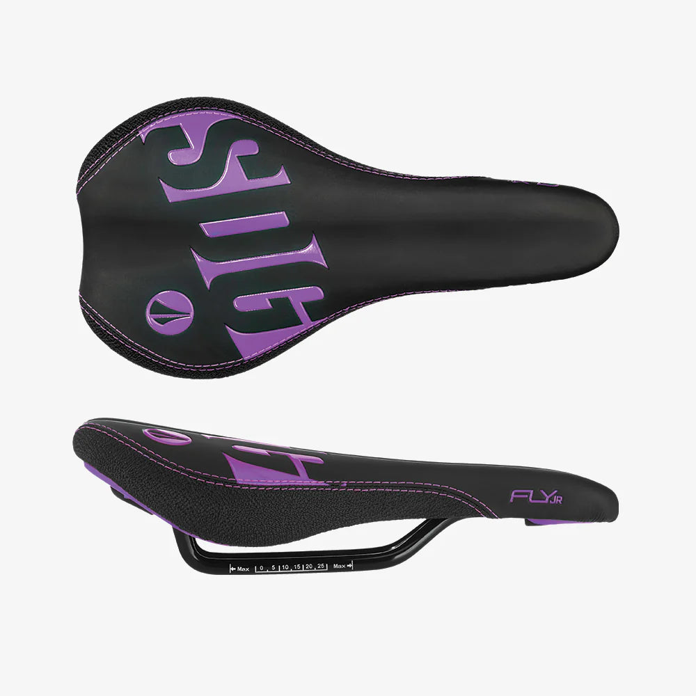 SDG FLY Junior-sadel sort/lilla