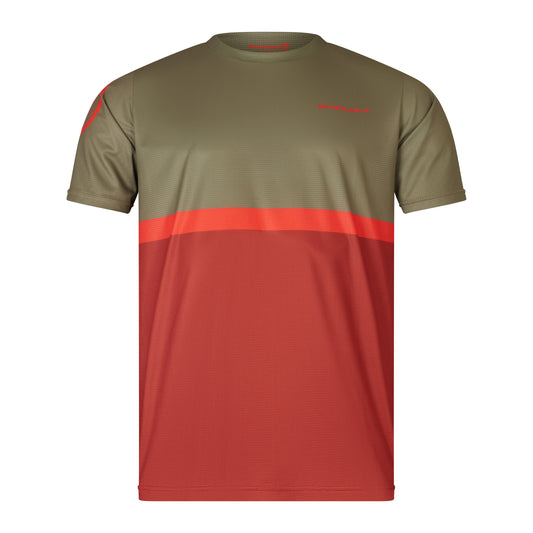 ENDURA SINGLETRACK CORE TEE II Kortærmet Jersey Khaki/Rød 2025