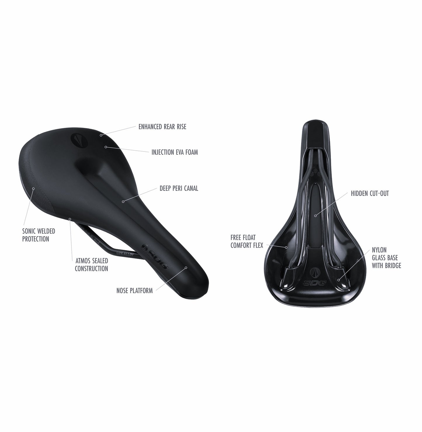 Sadel SDG BEL-AIR V3 MAX Lux-Legeringsskinner Sort/Grøn