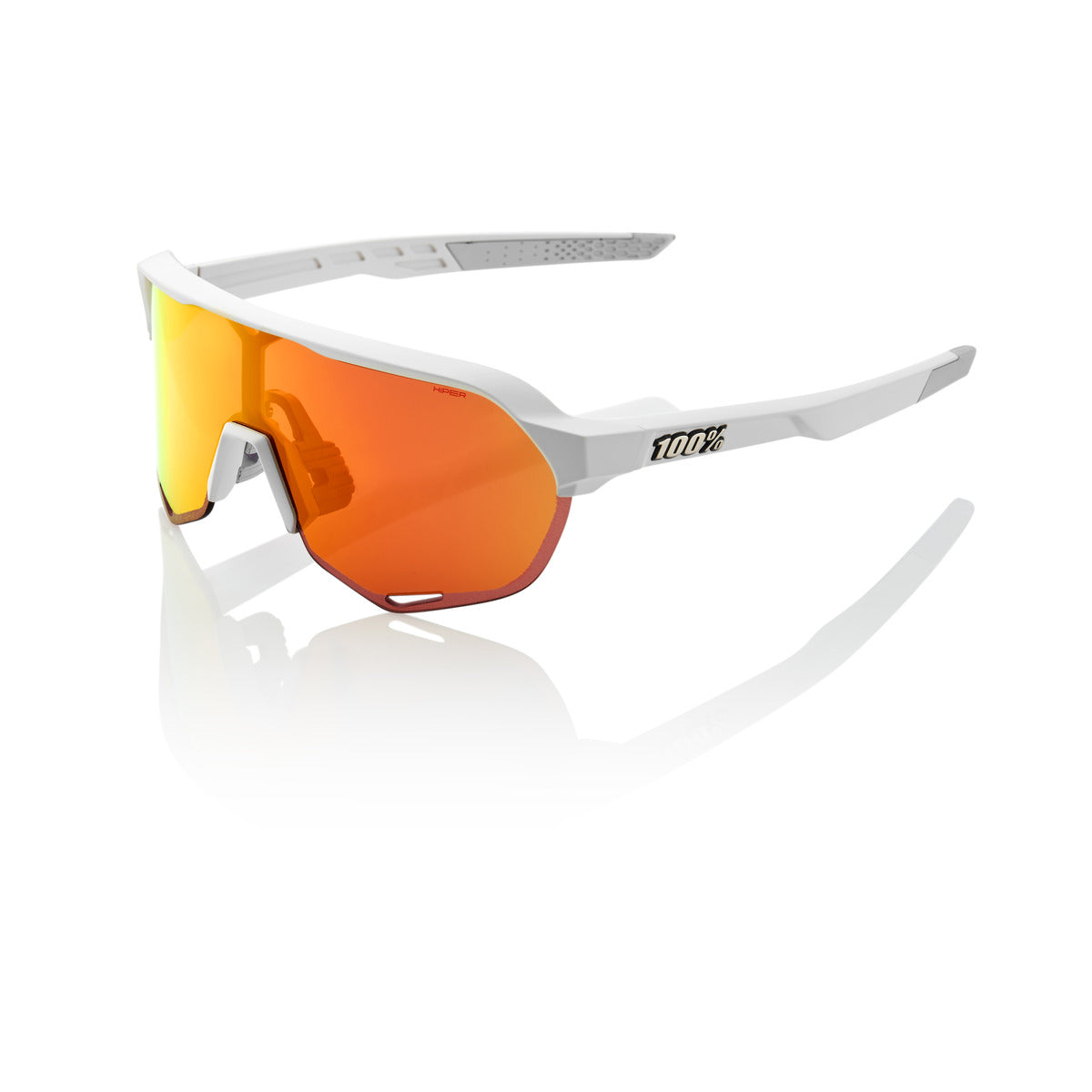 Solbriller 100% S2 Soft Tact Off White Hiper Multilayer Mirror Red