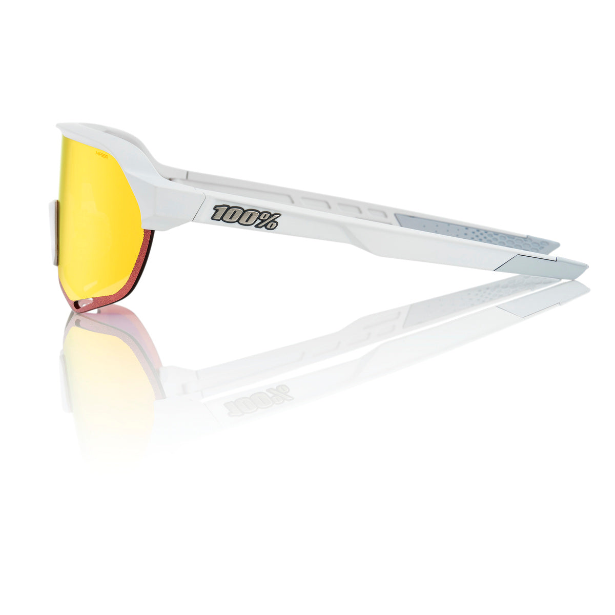 Solbriller 100% S2 Soft Tact Off White Hiper Multilayer Mirror Red