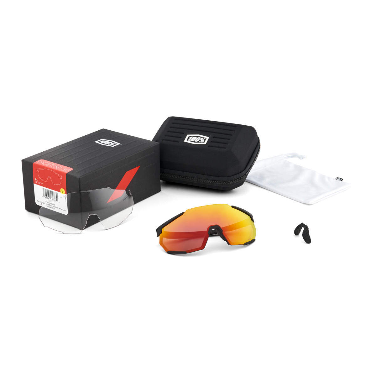 100% RACETRAP 3.0 Soft Tact Black Hiper Multilayer Mirror Red beskyttelsesbriller