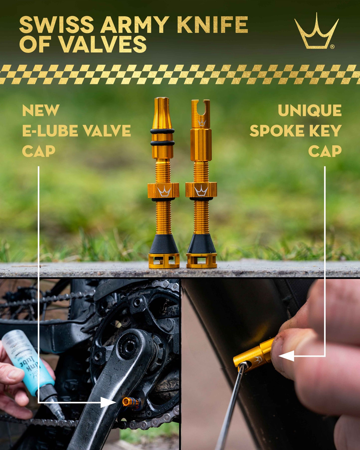 PEATY'S HOLESHOT FAST FLOW Gold Valve Caps and Nipples Kit