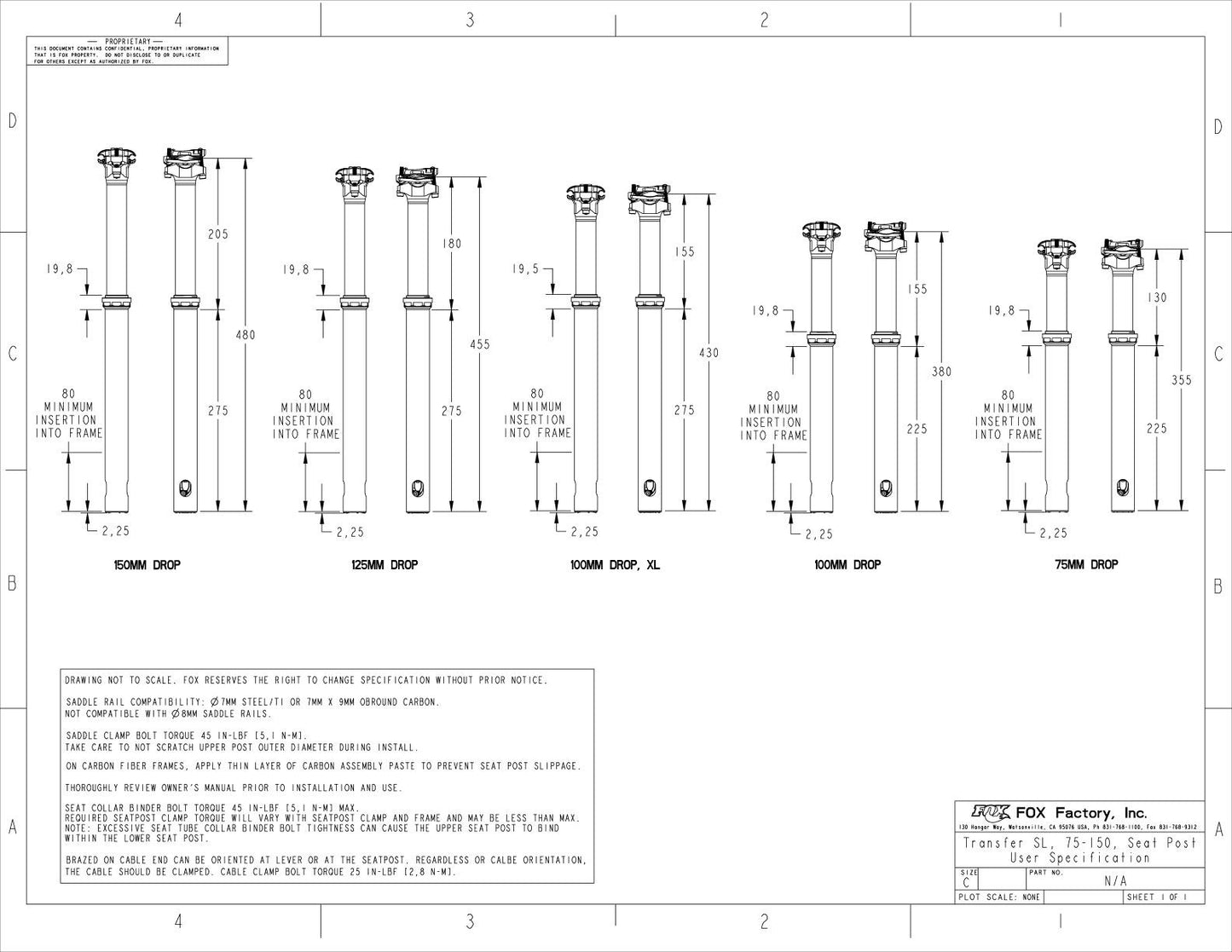 FOX TRANSFER SL FACTORY Telescopic Saddle Post